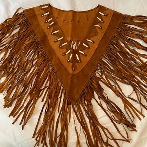 Leather Fringe Poncho